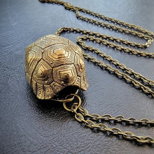 Brass turtle shell necklace - shell,