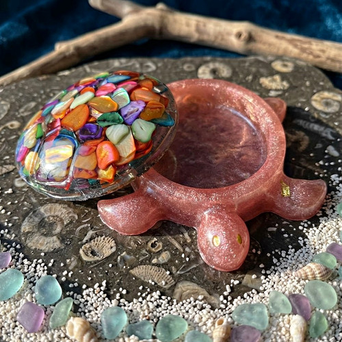Handmade resin turtle trinket - resin,